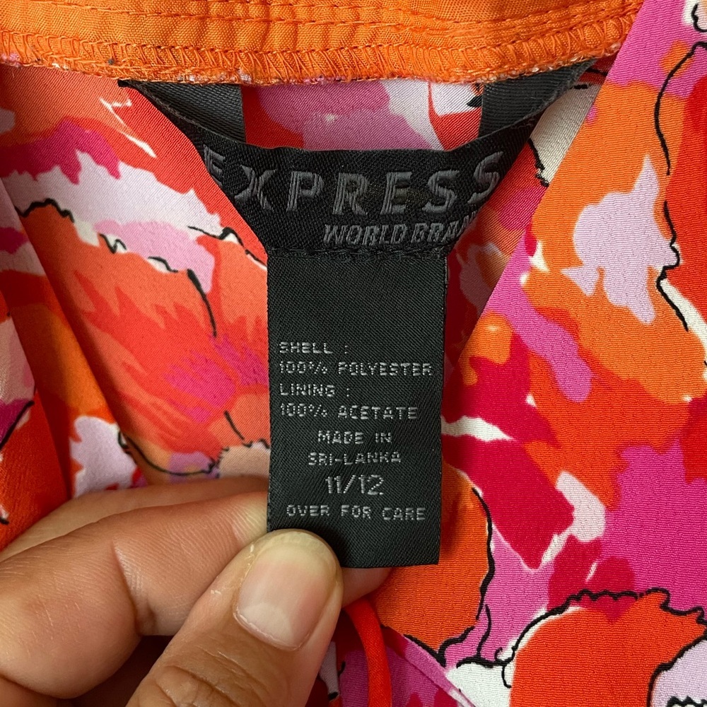Vintage Express pink/orange floral dress - Picture 3 of 3